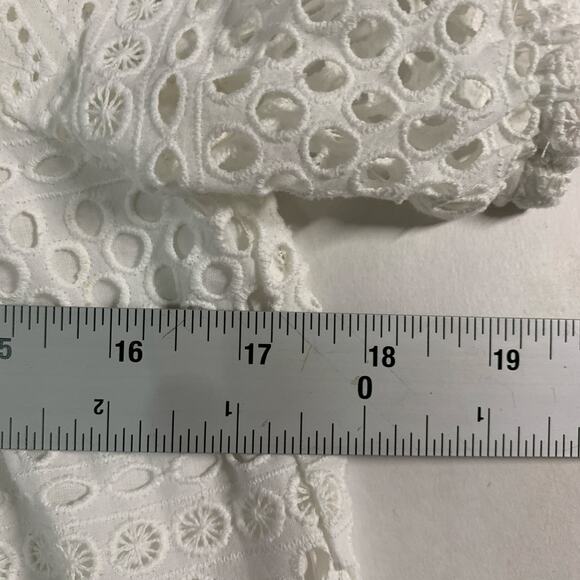 Michael Kors S White Eyelet Top Cap Sleeves Lined Feminine Summer - Picture 6 of 9